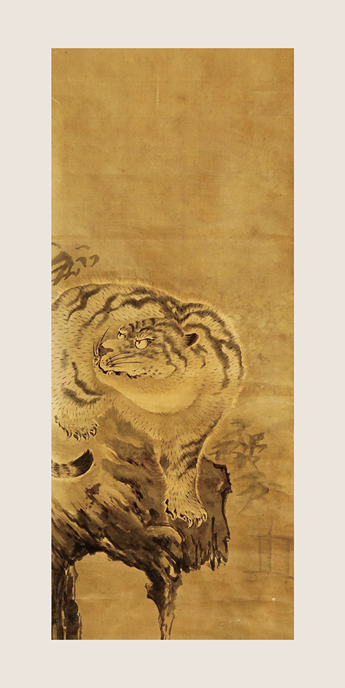 古畫 巖上虎 