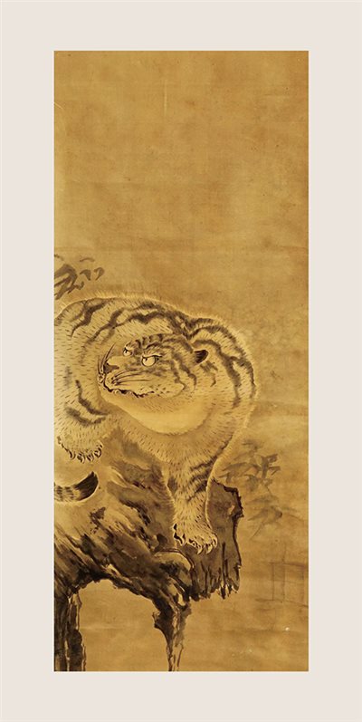 古畫 巖上虎 